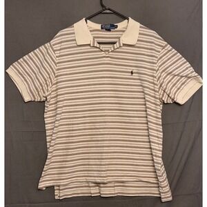Polo Ralph Lauren Striped Polo Shirt Mens Size XL Maroon White
